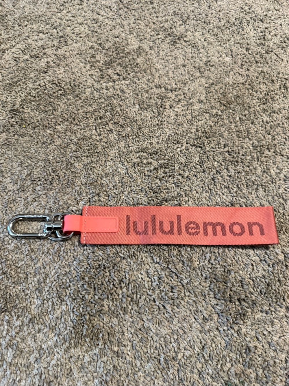 lululemon coral keychain wristlet with silver hardware